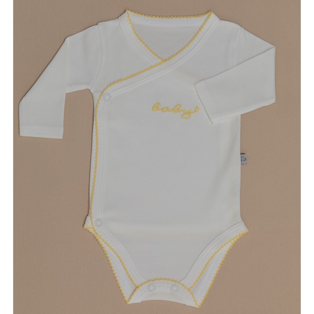 Mayys Baby Organik Kız Bebek Uzun Kollu Zarf Zıbın 3'lü Set Beyaz