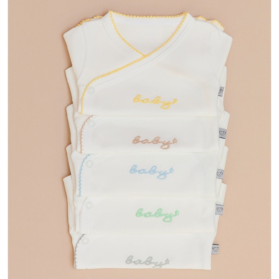 Mayys Baby Erkek Bebek  Organik Uzun Kol Zarf Zıbın 5'li Set Beyaz