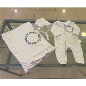 Mayys Baby Kroşetalı Çelenk Nakışlı 5'li Hastane Çıkış Seti