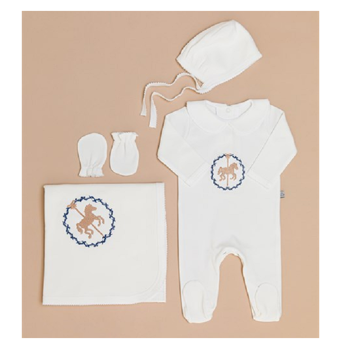 Mayys Baby Bebek Organik Atlı Karınca 4'lü Hastane Çıkış Seti