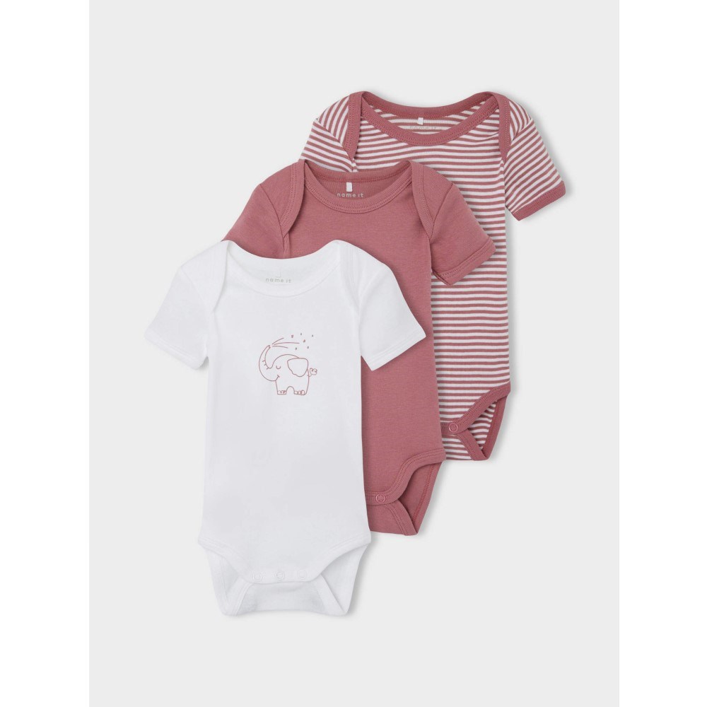 Name It Bebek Organik Kısa Kol Body 3'lü Set Pembe