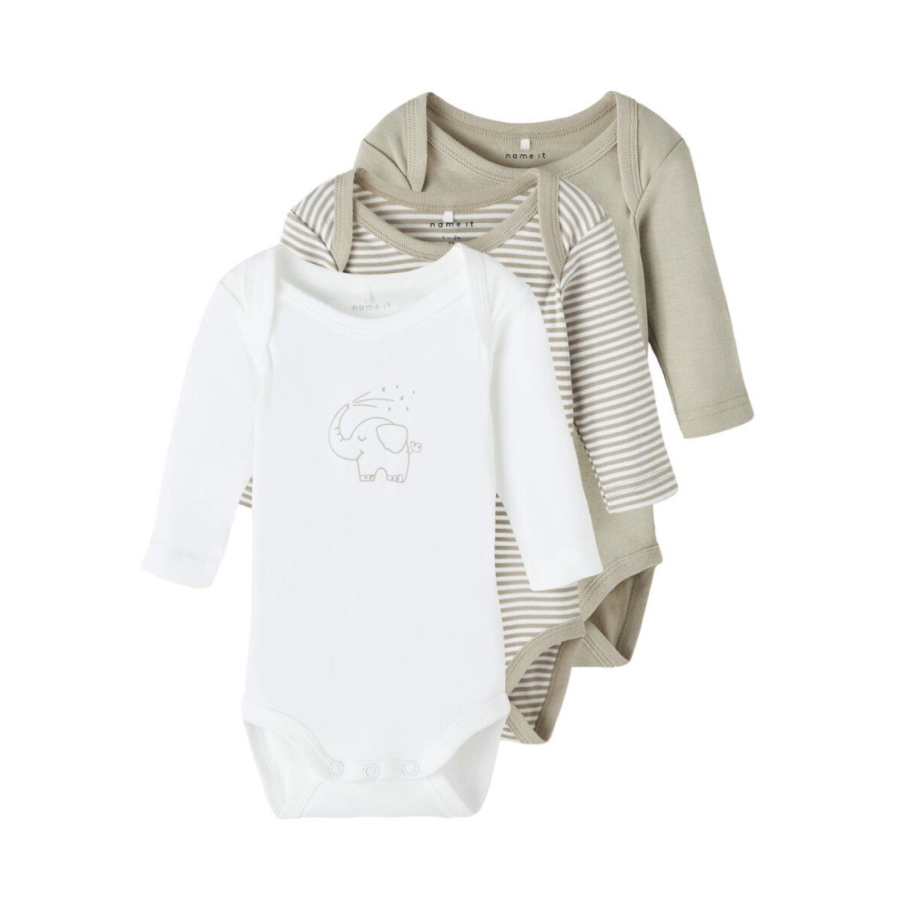 Name It Bebek Organik Uzun Kol Body 3'lü Set Gri