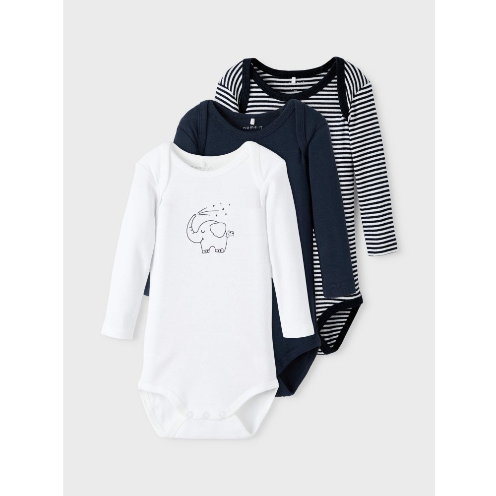 Name It Bebek Organik Uzun Kol Body 3'lü Set Koyu Mavi