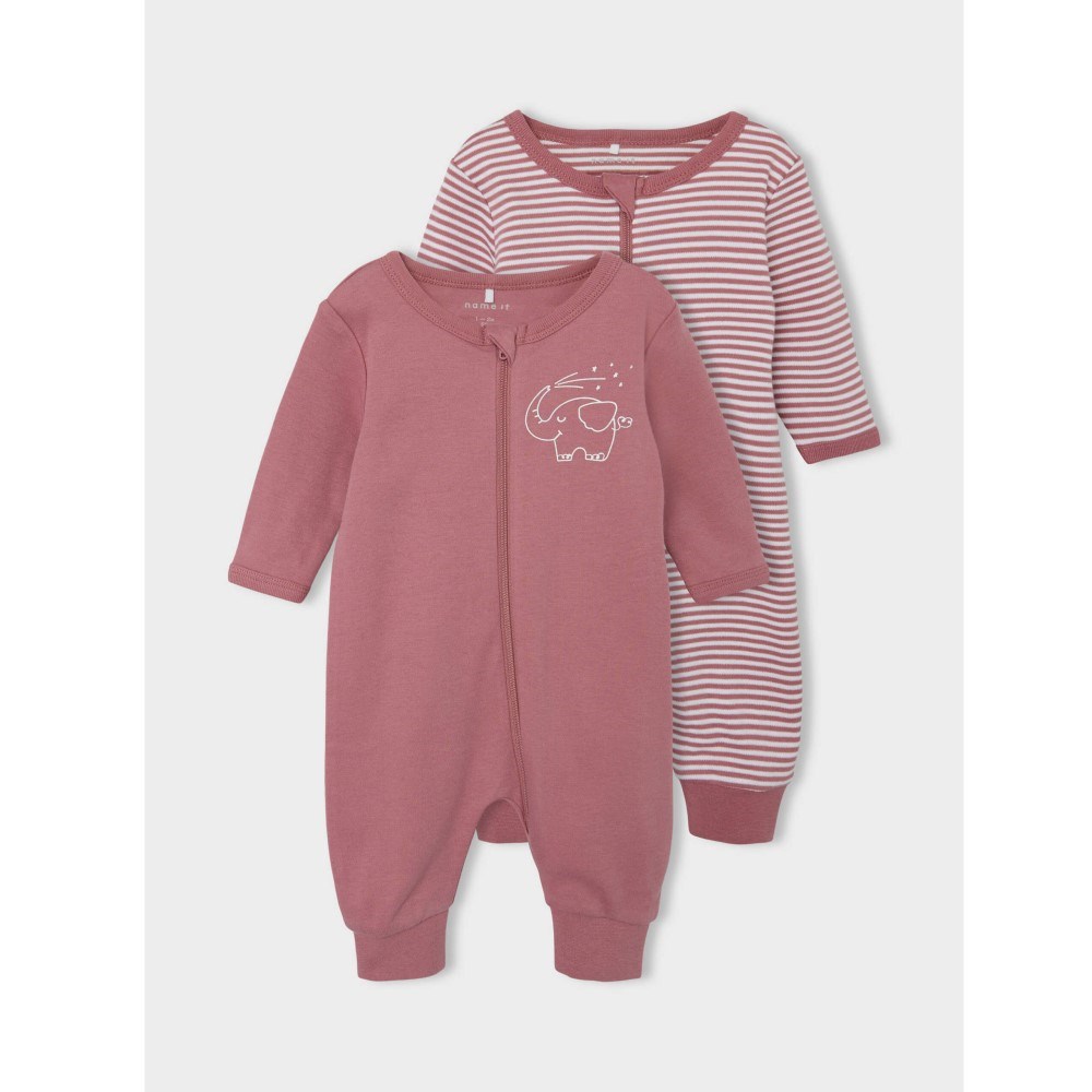Name It Bebek Organik Penye Patiksiz Tulum 2'li Set Pembe