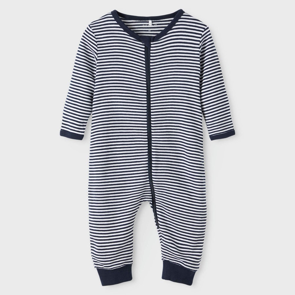 Name It Bebek Organik Penye Patiksiz Tulum 2'li Set Koyu Mavi