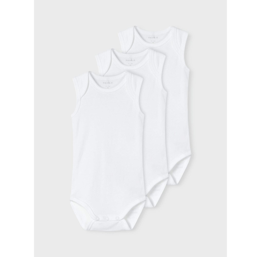 Name It Bebek Organik Penye Kolsuz Body 3'lü Beyaz