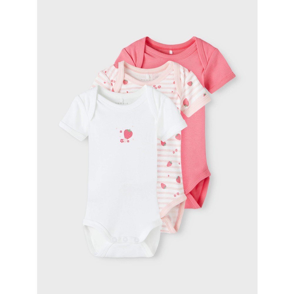 Name It Kız Bebek Organik Penye Kısa Kol Body 3'lü Pembe