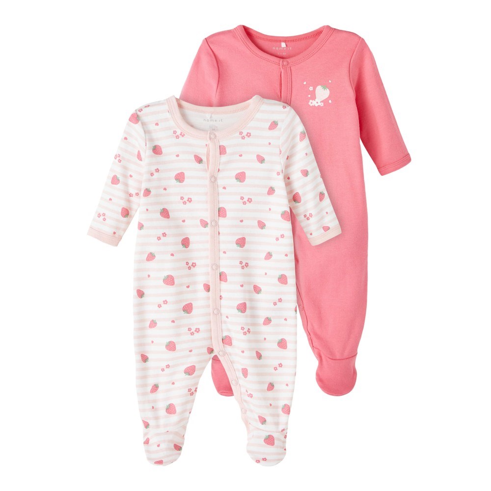 Name It Kız Bebek Organik Penye Patikli Tulum 2'li Set Pembe