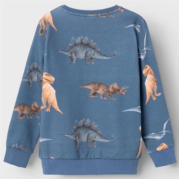 Name It Kışlık Erkek Çocuk Organik Sweat-shirt Dinozor Koyu Mavi