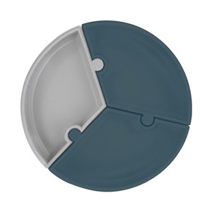 OiOi Puzzle Vakumlu Tabak 6 Ay + Lacivert/Gri