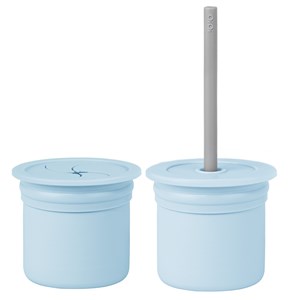 OiOi Ham Hüp Silikon Pipetli Bardak Seti 6 Ay+ Mineral Blue - Powder Grey