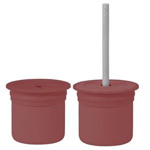 OiOi Ham Hüp Silikon Pipetli Bardak Seti 6 Ay+ Velvet Rose - Powder Grey