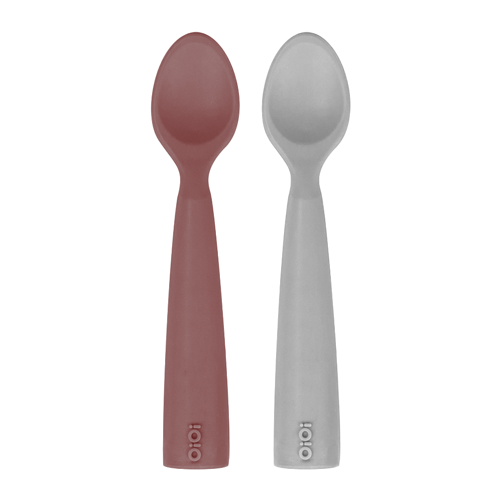 OiOi Silikon Mama Kaşığı Nam Nam 2'li Velvet Rose / Powder Grey 