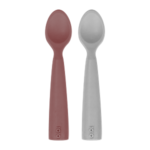 OiOi Silikon Mama Kaşığı Nam Nam 2'li Velvet Rose / Powder Grey