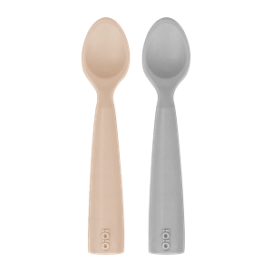 OiOi Silikon Mama Kaşığı Nam Nam 2'li Bubble Beige/ Powder Grey