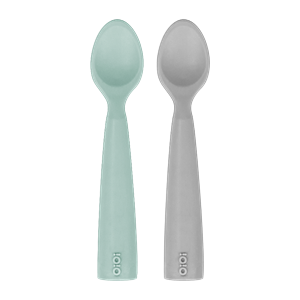 OiOi Silikon Mama Kaşığı Nam Nam 2'li River Green/ Powder Grey