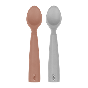OiOi Silikon Mama Kaşığı Nam Nam 2'li Woody Brown/ Powder Grey