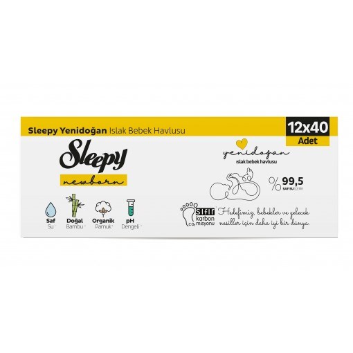 Sleepy Natural Yenidoğan Islak Mendil 12x40 