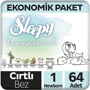 Sleepy Bio Natural No:1 Yenidoğan Bebek Bezi 64 Adet