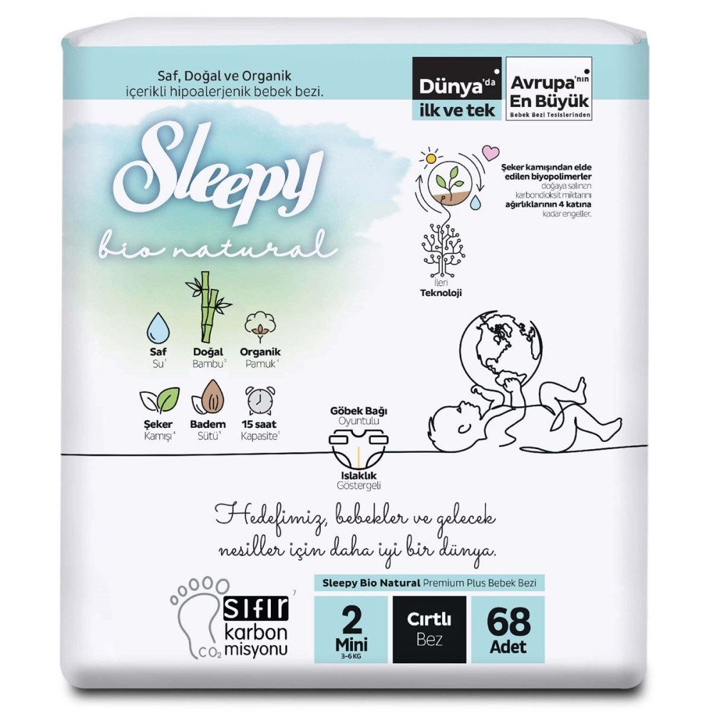 Sleepy Bio Natural No:2 Mini Bebek Bezi 68 Adet 