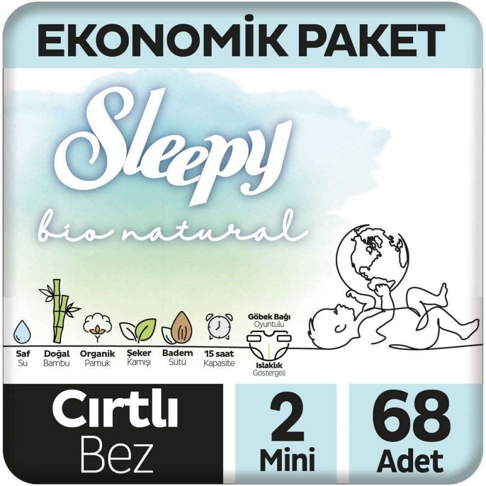 Sleepy Bio Natural No:2 Mini Bebek Bezi 68 Adet 