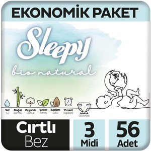 Sleepy Bio Natural No:3 Midi Bebek Bezi 56 Adet