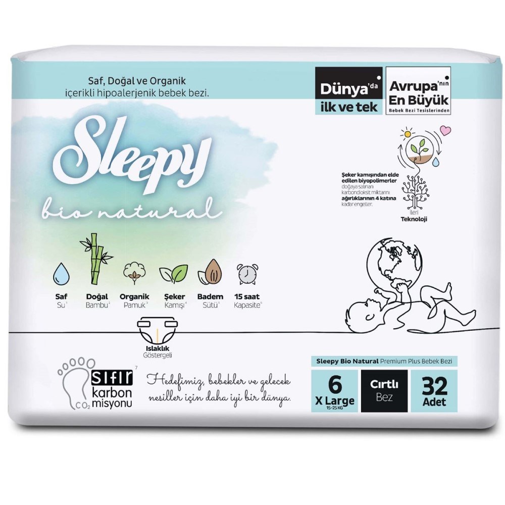 Sleepy Bio Natural No:6 XL Bebek Bezi 32 Adet 