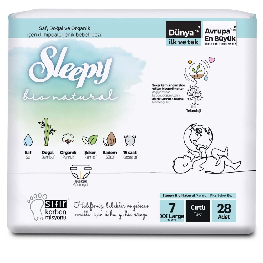 Sleepy Bio Natural No:7 XXL Bebek Bezi 28 Adet 