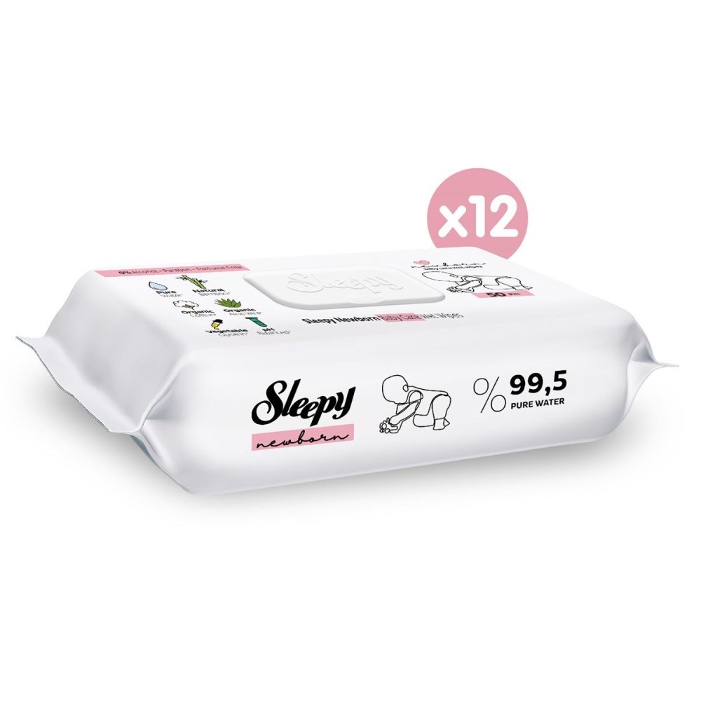 Sleepy Natural Yenidoğan Islak Bebek Bakım Havlusu 12x50 