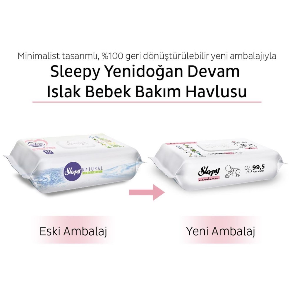 Sleepy Natural Yenidoğan Islak Bebek Bakım Havlusu 12x50 