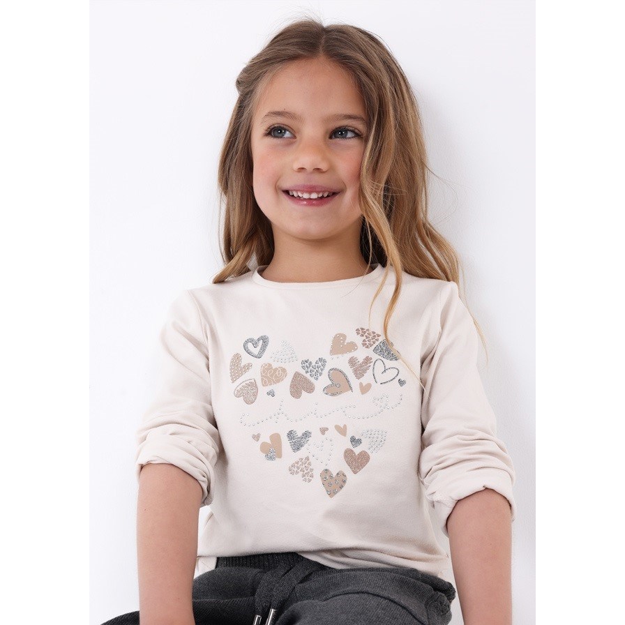 Mayoral Kışlık Kız Basic Uzun Kol T-shirt Krem