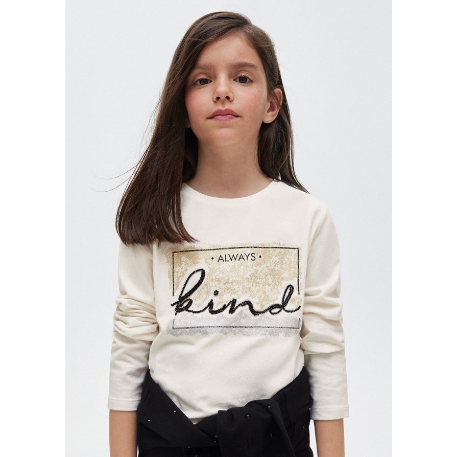 Mayoral Kışlık Kız Uzun Kol Basic T-shirt Beyaz