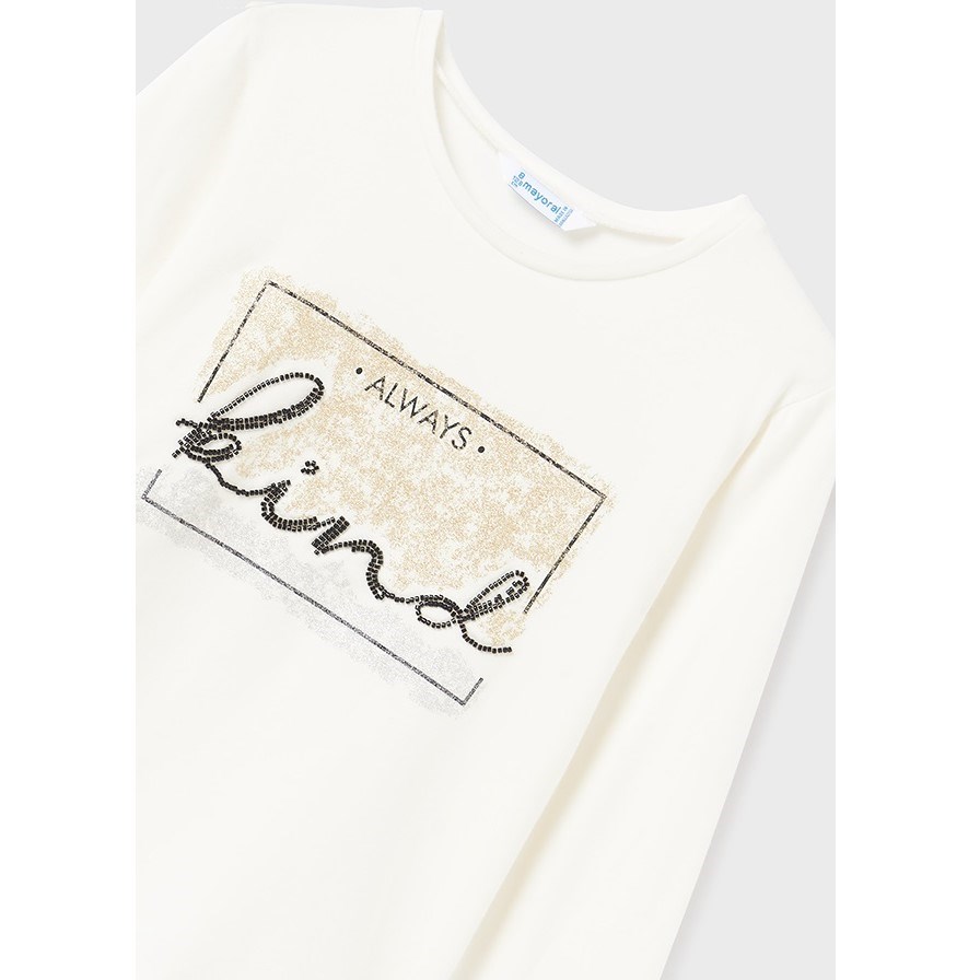 Mayoral Kışlık Kız Uzun Kol Basic T-shirt Beyaz