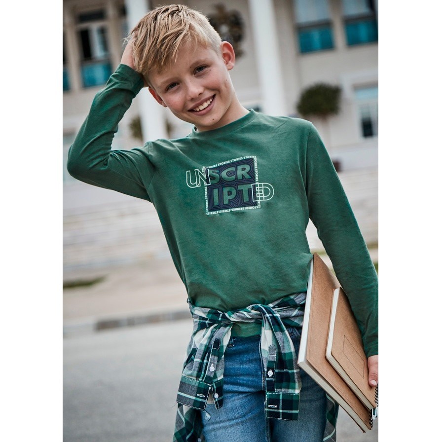 Mayoral Kışlık Erkek Uzun Kol Basic T-shirt Yeşil