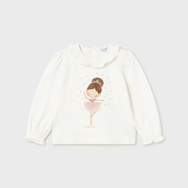 Mayoral Kışlık Kız Bebek Uzun Kol T-shirt Beyaz