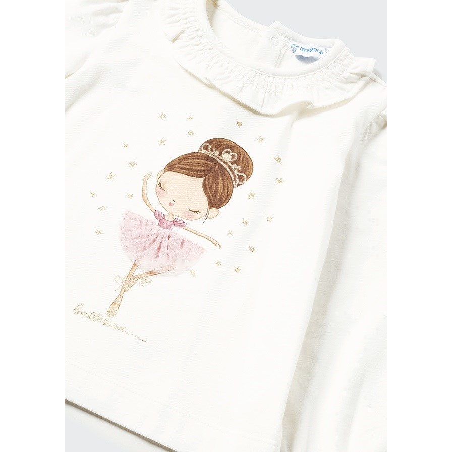 Mayoral Kışlık Kız Bebek Uzun Kol T-shirt Beyaz