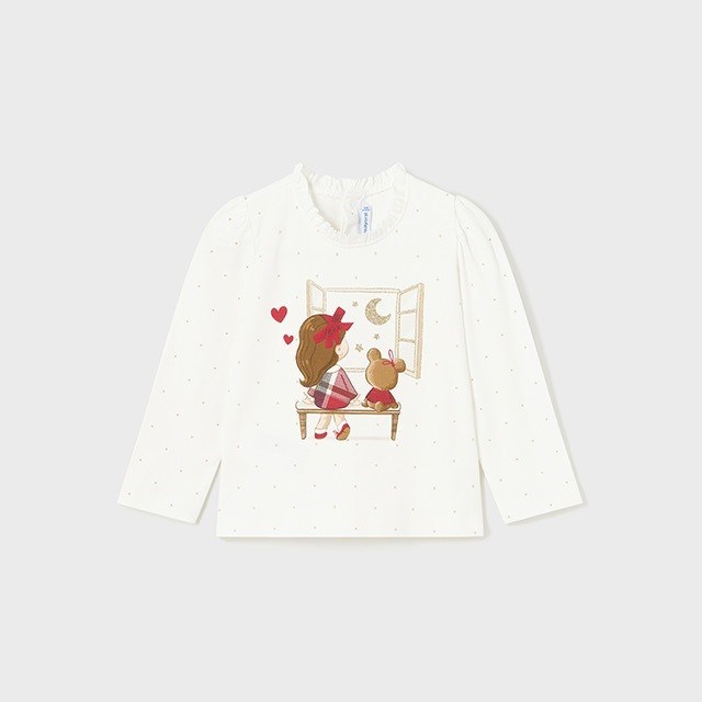 Mayoral Kışlık Kız Bebek Uzun Kol T-shirt Beyaz
