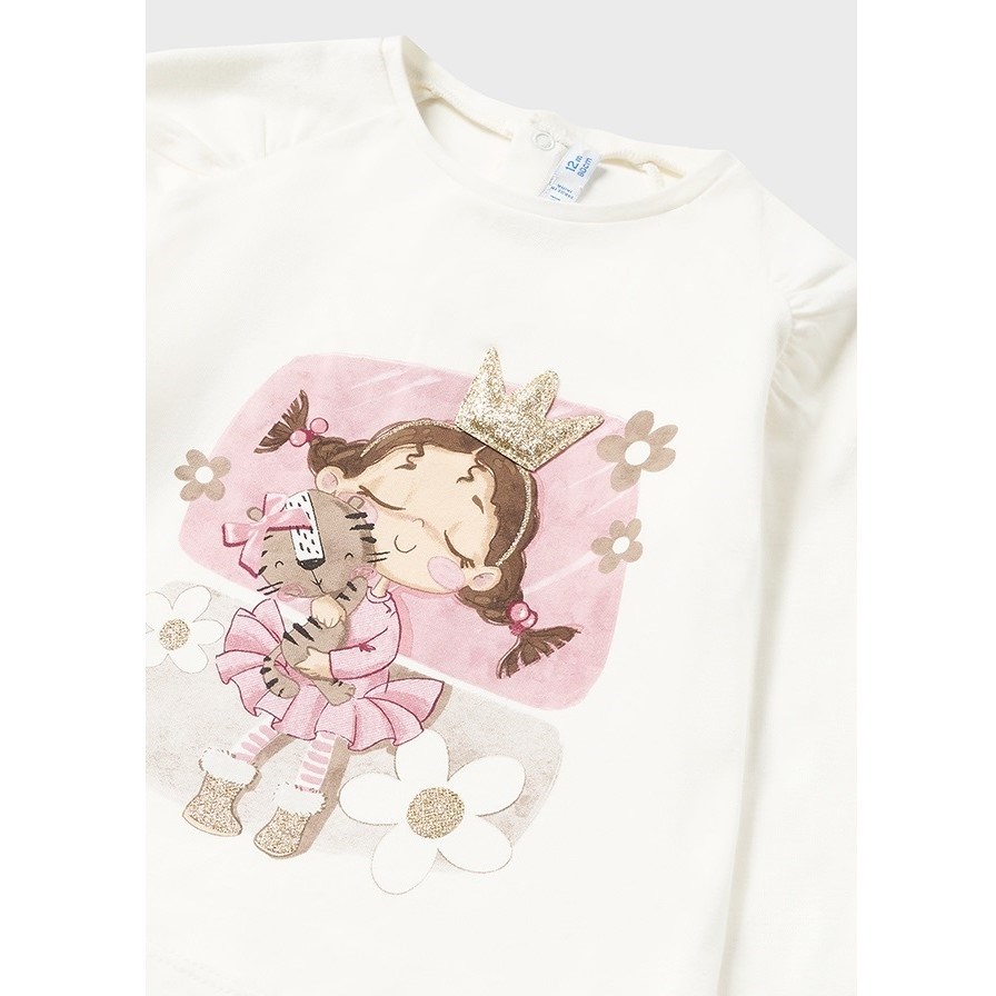 Mayoral Kışlık Kız Bebek Uzun Kol T-shirt Beyaz