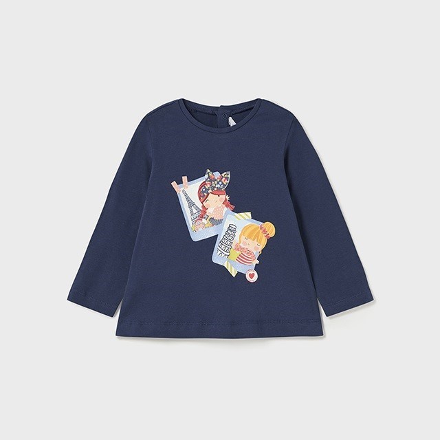 Mayoral Kışlık Kız Bebek Uzun Kol T-shirt Koyu Mavi