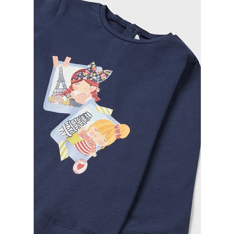 Mayoral Kışlık Kız Bebek Uzun Kol T-shirt Koyu Mavi
