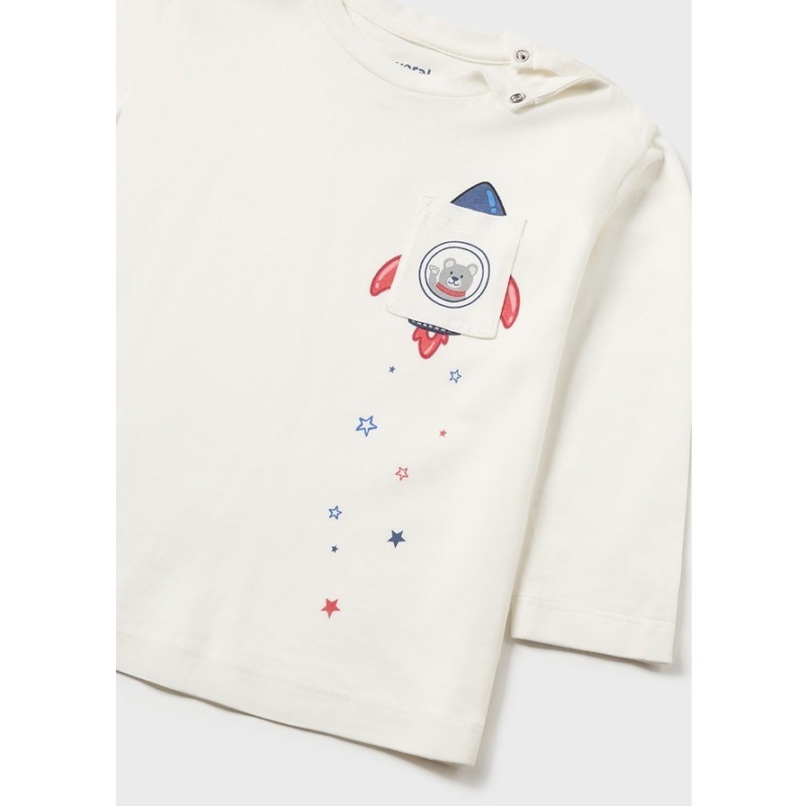 Mayoral Kışlık Erkek Bebek Uzun Kol T-shirt Beyaz