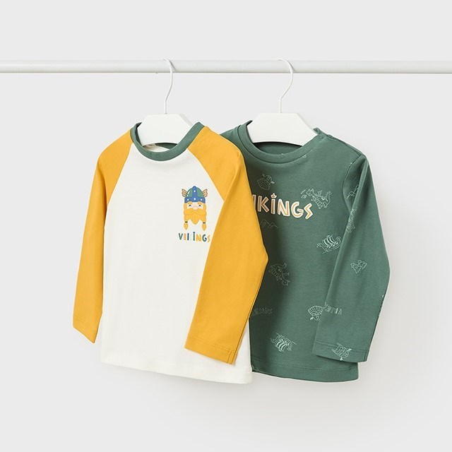 Mayoral Kışlık Erkek Bebek Uzun Kol T-shirt 2'li Set Yeşil