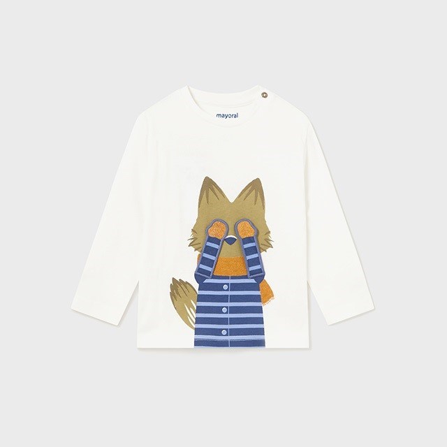 Mayoral Kışlık Erkek Bebek Uzun Kol T-shirt Beyaz