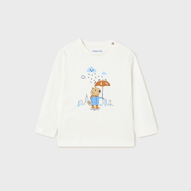 Mayoral Kışlık Erkek Bebek Uzun Kol T-shirt Beyaz