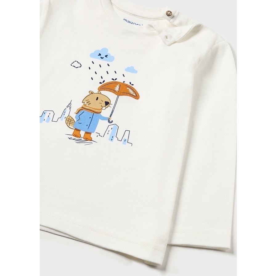 Mayoral Kışlık Erkek Bebek Uzun Kol T-shirt Beyaz