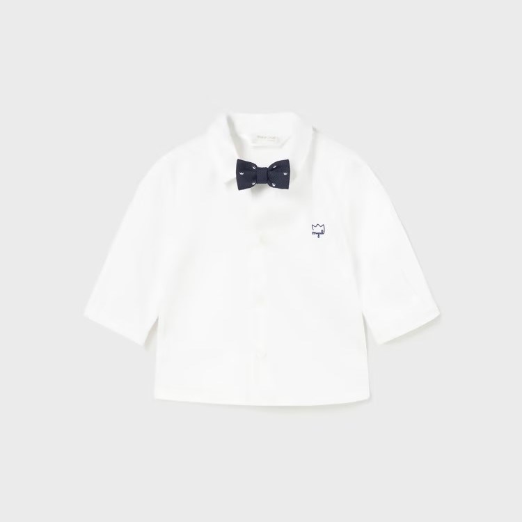 Mayoral Kışlık Erkek Bebek Gömlek Papyon Set Beyaz
