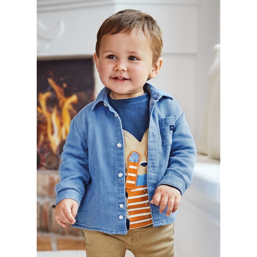 Mayoral Kışlık Erkek Bebek Yumuşak Denim Gömlek Mavi