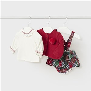 Mayoral Kışlık Kız Bebek Bluz Şort Ceket Set