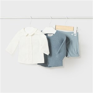 Mayoral Kışlık Erkek Bebek Bluz Ceket Şort 3'lü Set