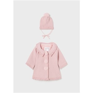 Mayoral Kışlık Kız Bebek Örme Uzun Ceket Bere Set